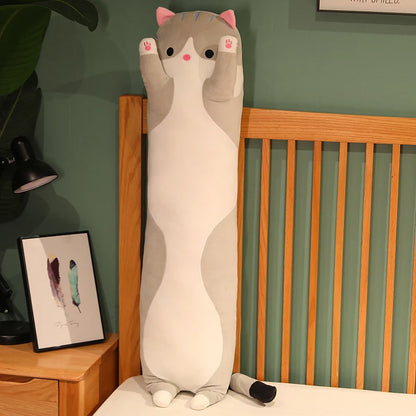 15 Styles 50-150cm Long Cat Plush Toys Stuffed Soft Pause Office Dog Doll Bed Sleepping Pillow Home Decor Birthday Girls Gifts GRAY