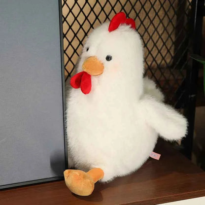 Fluffy Chicken Plush Toys Cute Farmyard Animal White White 30cm (11.8")