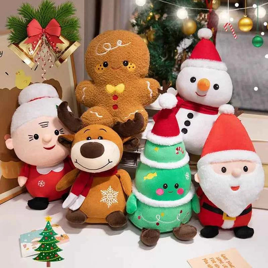 Cute Christmas Plush Toys (Up to 19.7 in) - Stuffed Santa, Snowman & Gingerbread Man Doll