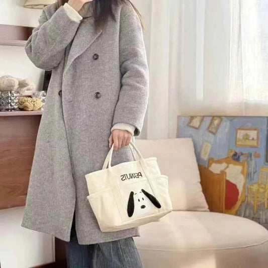 Snoopy Canvas Shoulder Bag – Large Capacity Multi-Pocket Handbag