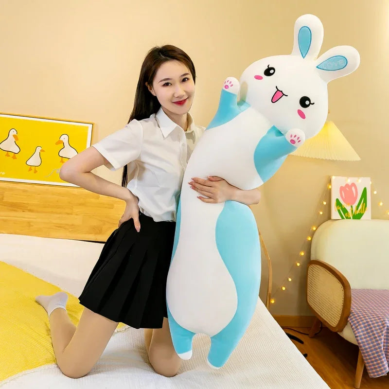 Giant Pink Rabbit Plush Pillow – Soft Bunny Body Cushion