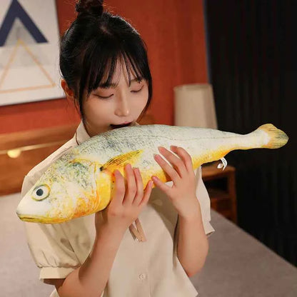 Giant Yellow Croaker Fish Plush Toy – Realistic Stuffed Fish Body Pillow