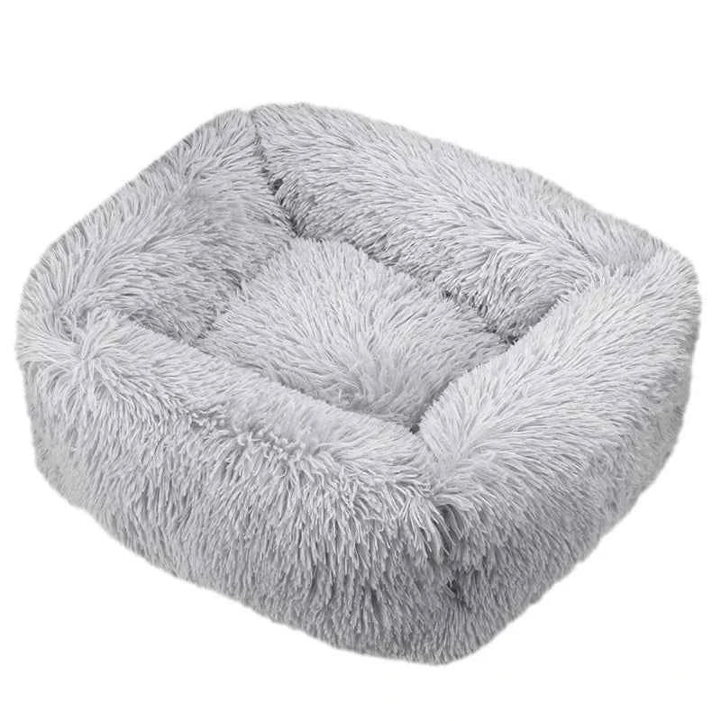 Rectangle Plush Dog Bed Winter Warm Mat Small Medium Big Light Grey