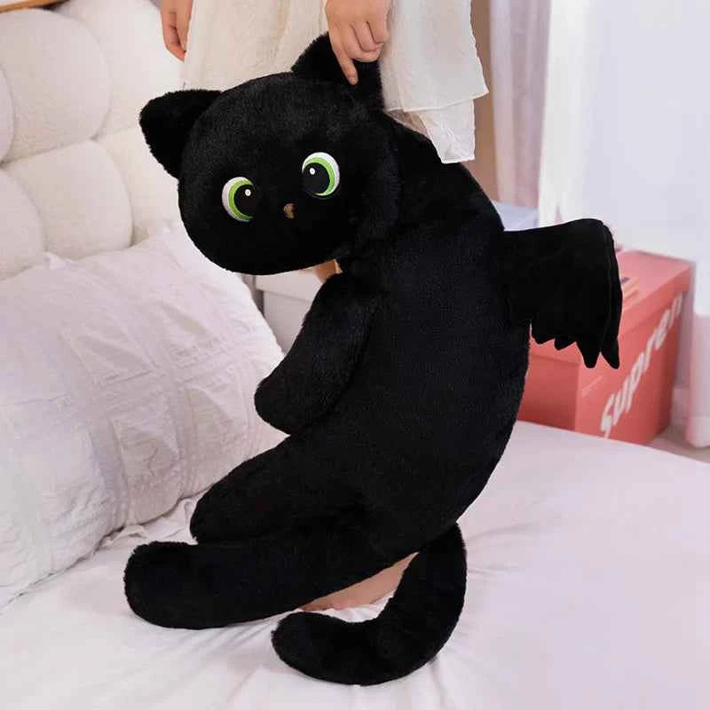 40/70/110CM Cartoon Black Cat with Wings Pillow Special-Shaped Cats Evil Kitten Dolls Sleeping Cushion Halloween Gift