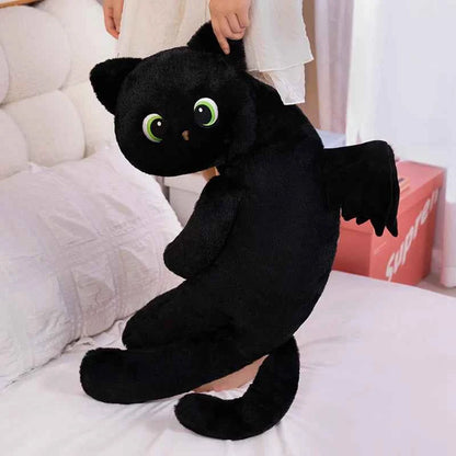 40/70/110CM Cartoon Black Cat with Wings Pillow Special-Shaped Cats Evil Kitten Dolls Sleeping Cushion Halloween Gift