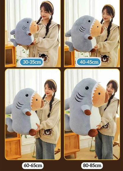 Shark Capybara Plush Toy – Cute Capybara in Shark Costume Stuffed Animal Pillow