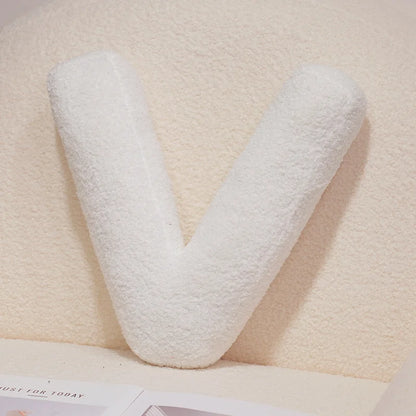 Kawaii English Letter Plush Pillow – Soft Stuffed Alphabet Sofa Cushion & Kids Learning Toy (A–Z + Heart) V