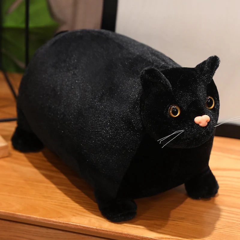 30/50cm Simulation 3D Super Fat Cats Plush Stuffed Animal Cute Lifelike Toy Cat Doll Pet Toys Home Decor Gift For Girls Birthday black cat