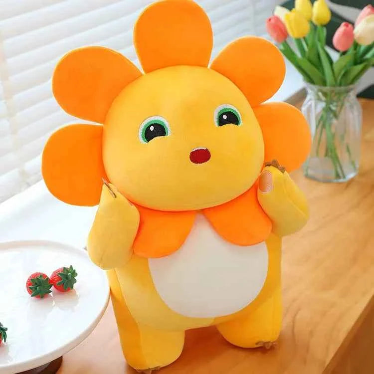 Kawaii Sunflower Nailong Plush Toy – Cute Smiling Dinosaur Stuffed Animal Pillow