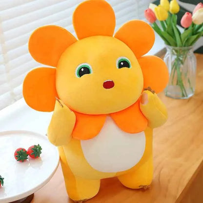 Kawaii Sunflower Nailong Plush Toy – Cute Smiling Dinosaur Stuffed Animal Pillow