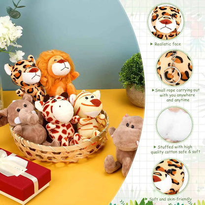 12-36 PCS Small Safari Stuffed Animals Bulk 12cm Jungle Animal Mini Plush Toys for Party Favors Birthday Baby Shower Gift Bags