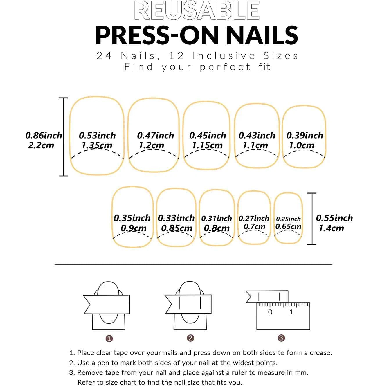 24pc Short French Pop Heart Press On Nails - Includes Jelly Gel & Nail File
