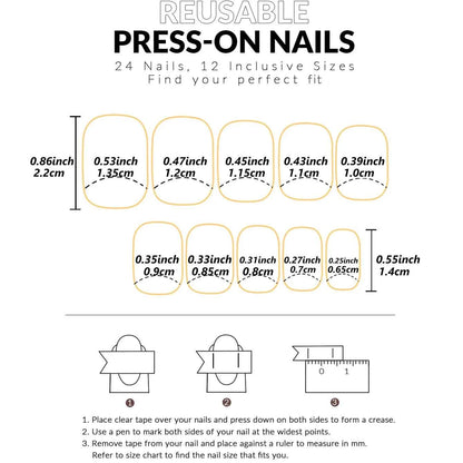 24pc Short French Pop Heart Press On Nails - Includes Jelly Gel & Nail File