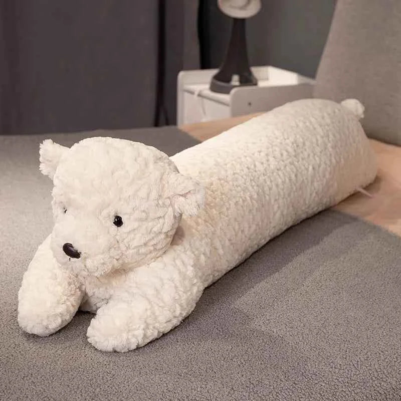 Kawaii Long Gaint Curly Animal Bunny Plush Pillow Doll Bear White bear