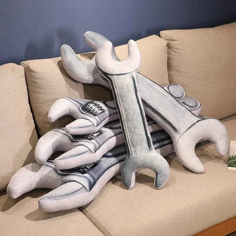 Giant Wrench Plush Pillow - Funny Oversized Tool Stuffed Cushion Home Sofa Decor and Gag Gift, 70cm