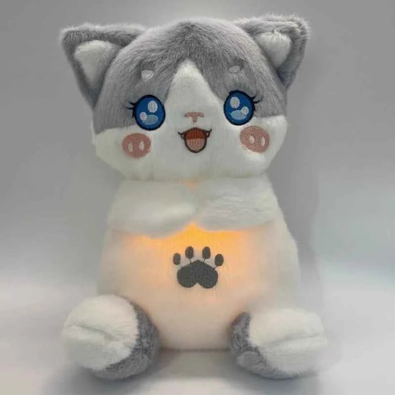 New Luminous Breathing Fox Cat Stuffed Animals Plush Cute Breathing Plush Dolls Children Sleeping Companion Toys Christmas Gifts