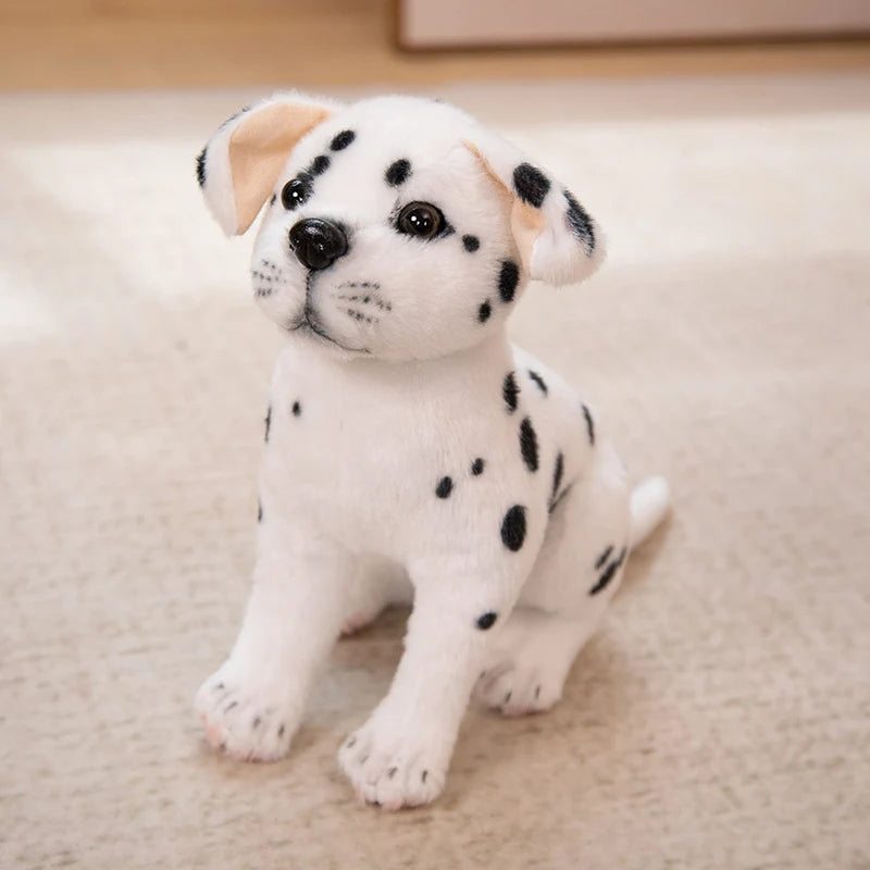 Realistic Dalmatian Plush Toy – Cute Spotted Dog Stuffed Animal Puppy Doll White A