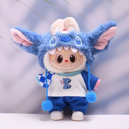 Labubu Doll Clothes (6.7 in) - Cute Stitch Cartoon Plush Set Accessory Gift