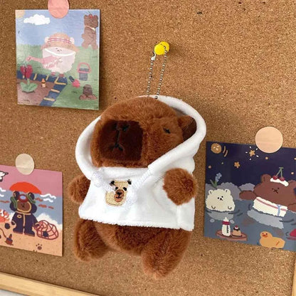 Cute 12cm Capybara Plush Toy: Hoodie, Wings & Keychain/Pendant Gift