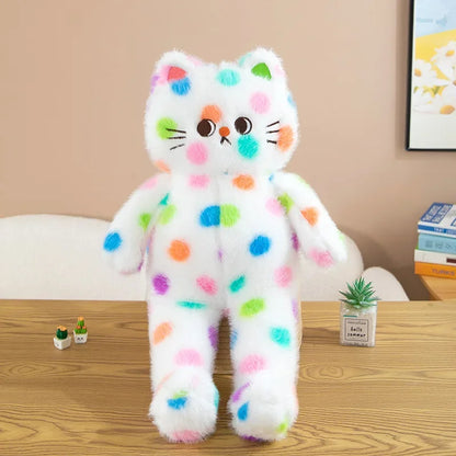 Kawaii Wave Point Cat Plush Toy – Cute Sleeping Cat Pillow Stuffed Animal
