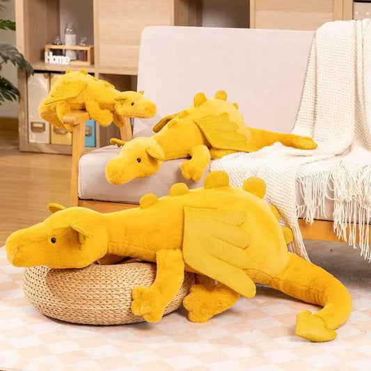 Giant Yellow Flying Dragon Plush Toy – Soft Huggable Dragon Pillow