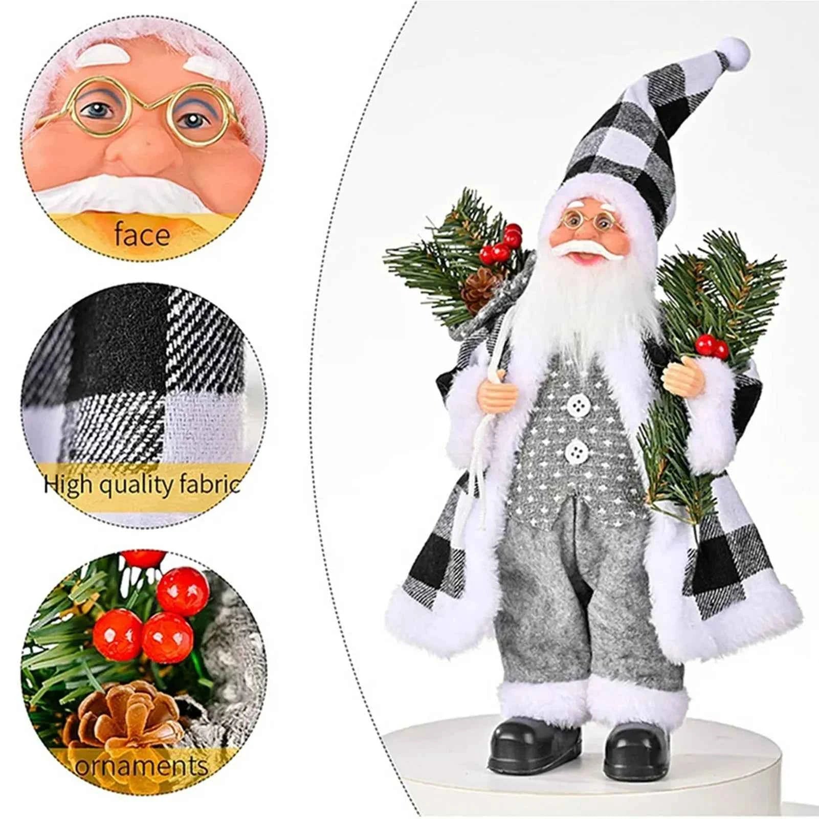 Cute 12 inch Sitting/Standing Santa Claus Figurine - Xmas Tree & Fireplace Decor
