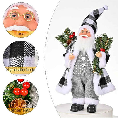 Cute 12 inch Sitting/Standing Santa Claus Figurine - Xmas Tree & Fireplace Decor