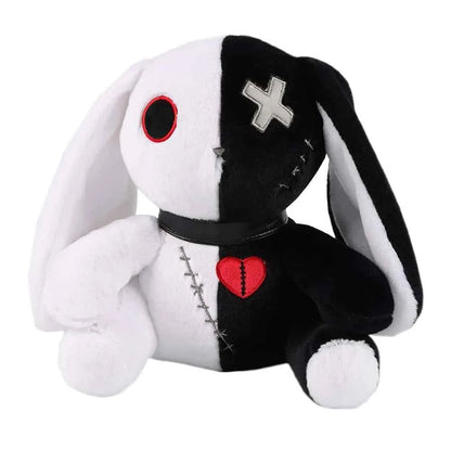 23cm Spooky Gothic Bunny Plush Toy Creepy Rabbit Plushie Stuffed Animal Toys Cute Horror Doll for Birthday Gift Halloween Decor