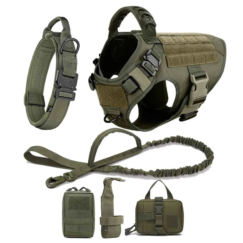 Heavy-Duty No-Pull Dog Harness and Leash Set - Tactical Training Vest for Medium & Large Dogs (German Shepherd, Malinois)