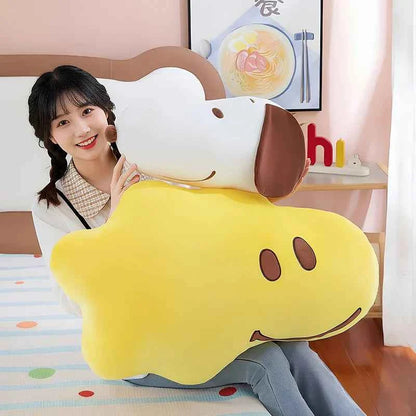Kawaii Classic Cartoon Beagle Dog & Yellow Bird Plush Pillow – Soft Stuffed Sofa Doll (40–80cm)