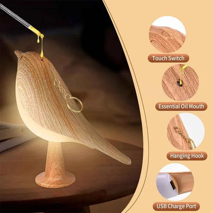 Cordless LED Touch-Control Bird Lamp - 3-Levels Dimmable USB Rechargeable