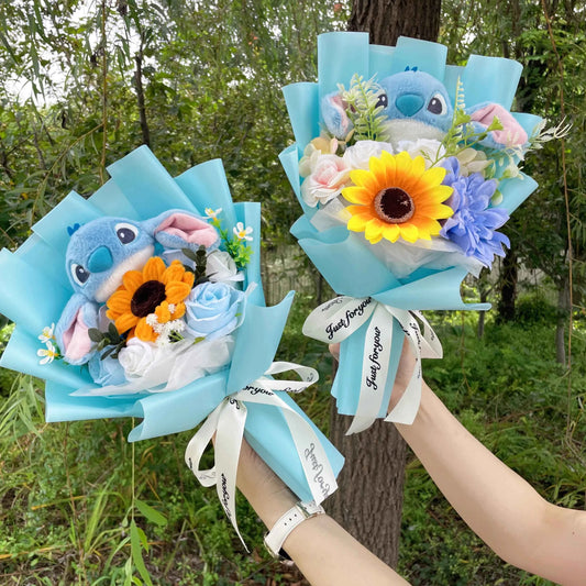 Super Soft Anime Stitch Plush Bouquet (11.0-13.8 in) - Stuffed Doll Gift
