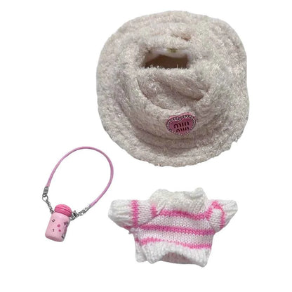 For Labubu 15-17cm V1 v2 Clothes Outfit Sitting Clothes Cute Sweater Hat Outfit Accessories Fashion Dolls Accessories No Dolls