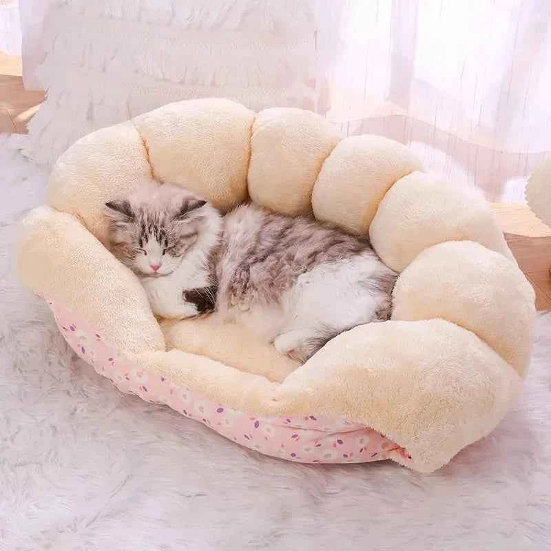2-in-1 Winter Warm Cat House Bed (Up to 23.6 in) - Convertible Sofa/Basket for Dogs & Cats