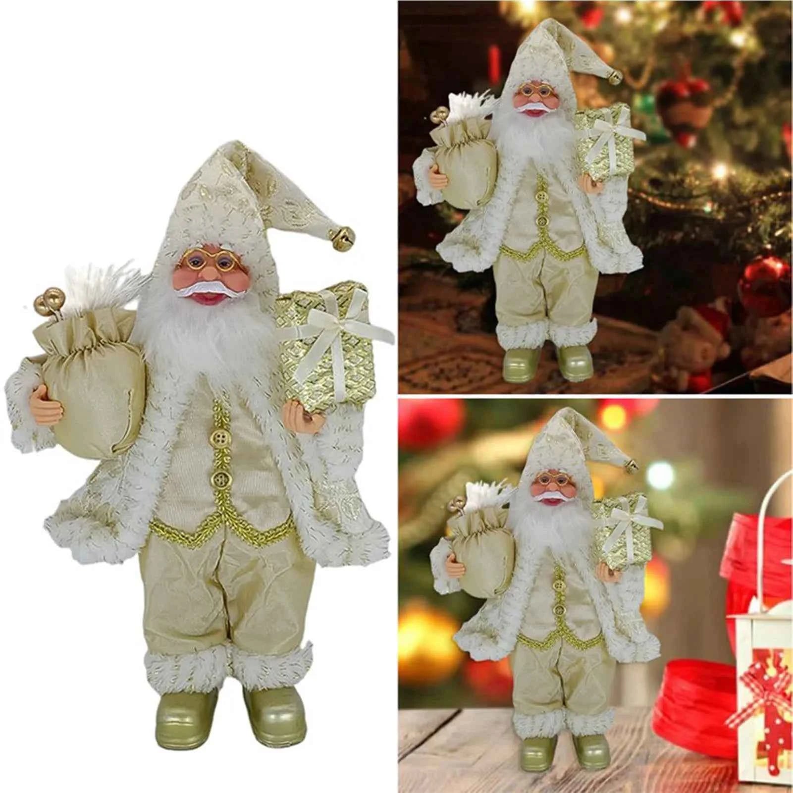 Cute 12 inch Sitting/Standing Santa Claus Figurine - Xmas Tree & Fireplace Decor