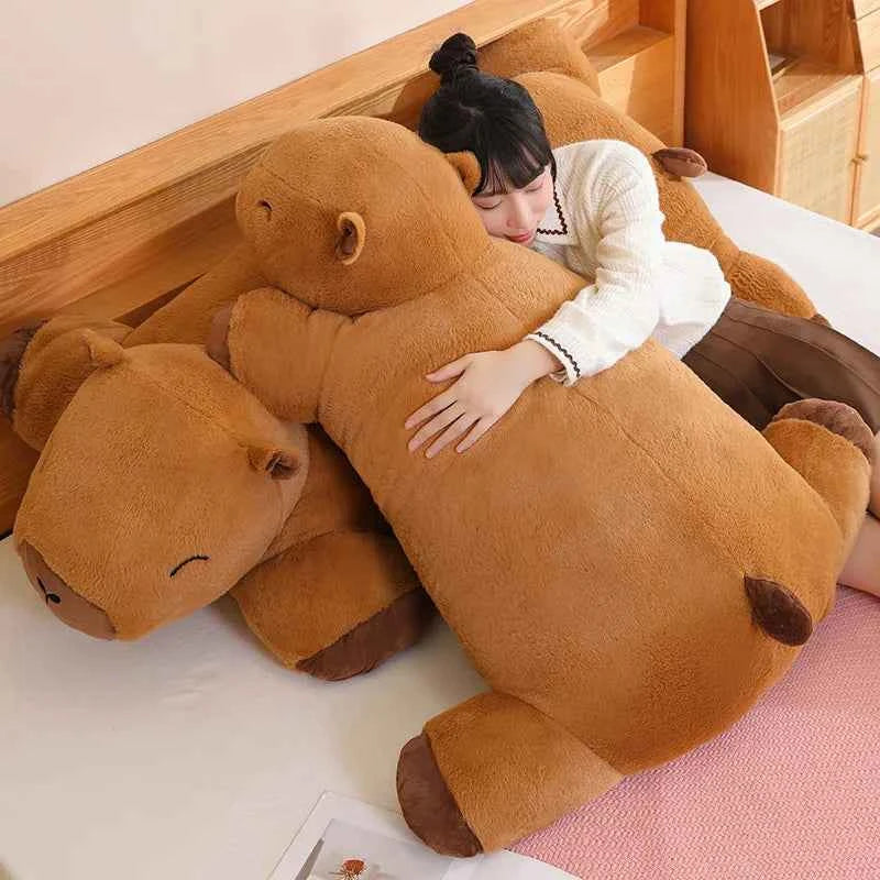 Giant Kawaii Capybara Plush Floor Mat – Soft Capybara Plush Rug & Hug Pillow