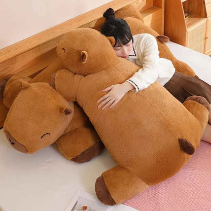 Giant Kawaii Capybara Plush Floor Mat – Soft Capybara Plush Rug & Hug Pillow