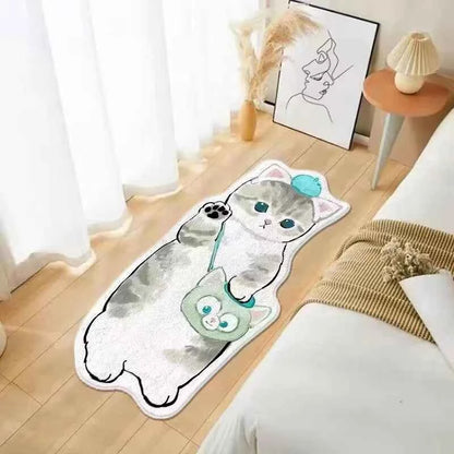 Cartoon Cat Carpet Plush Warm Bedside Blanket Cute Girlish JFYR lint-free 5