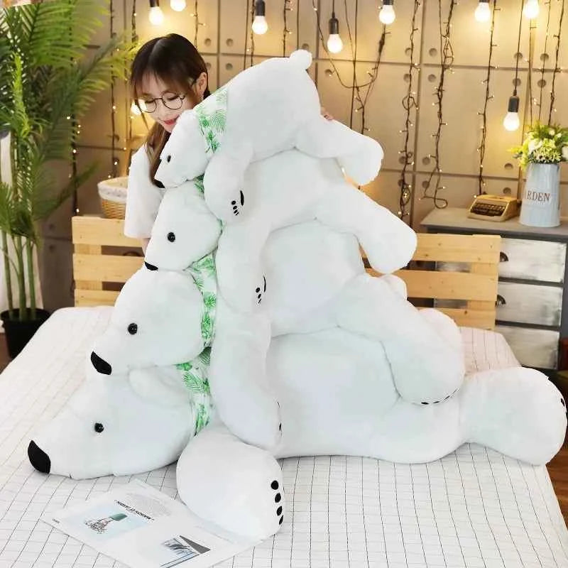 Giant Polar Bear Plush Toy (23.6-39.4 in) - Cute Cartoon Stuffed Doll Long Pillow Gift