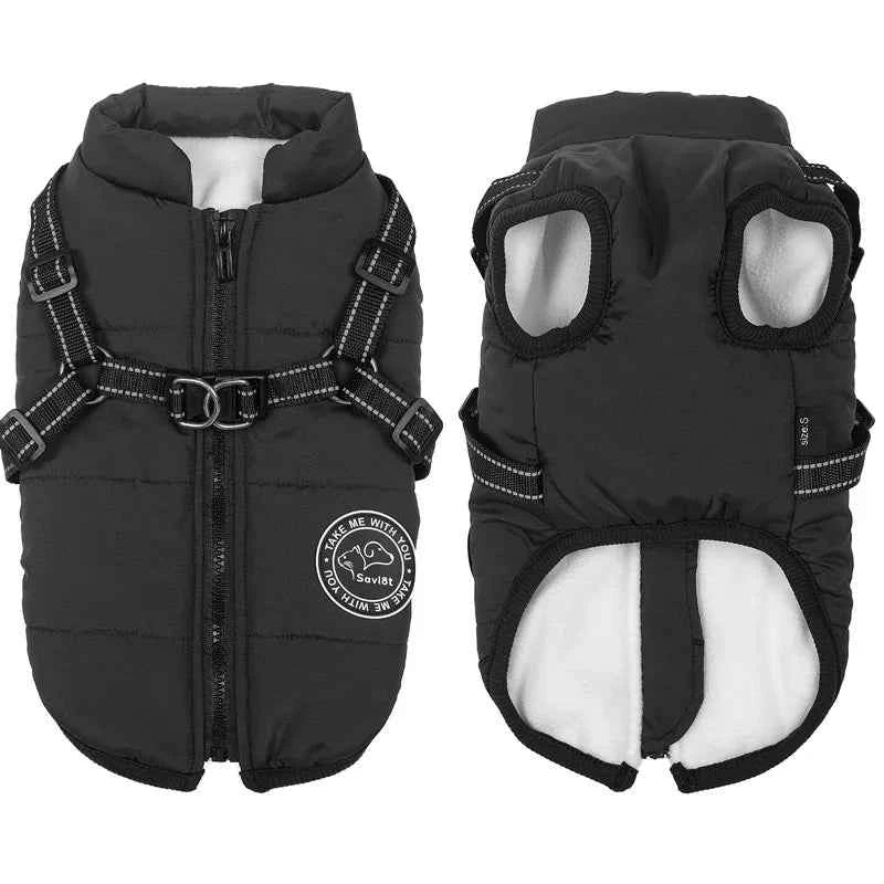 Waterproof Winter Dog Jacket & Fleece Vest with Built-in Harness - for Small to Large Dogs