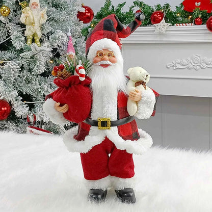 Cute 12 inch Sitting/Standing Santa Claus Figurine - Xmas Tree & Fireplace Decor