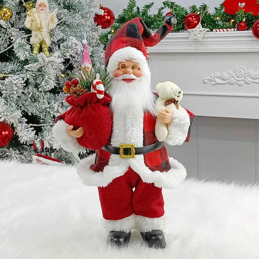 Cute 12 inch Sitting/Standing Santa Claus Figurine - Xmas Tree & Fireplace Decor