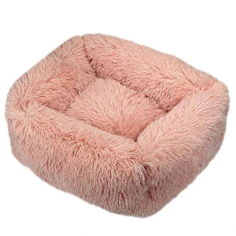 Rectangle Plush Dog Bed Winter Warm Mat Small Medium Big Leather Pink