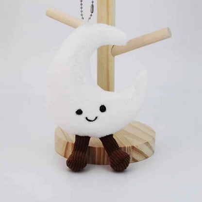Adorable Christmas Plush Keychain (4 in) - Tree, Star, Moon & Gingerbread Doll Bag Pendant Gift