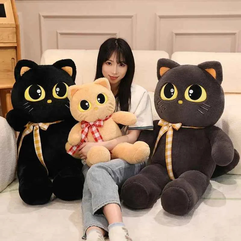 Kawaii Cat Plush Pillow – Soft Stuffed Cartoon Cat Sofa Cushion Doll (3 Colors, 60–100cm)