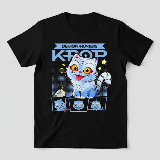 Kpop Demon Hunter T-shirt Summer New HD Tiger Print Pure Cotton Breathable T-shirt for Men and Women Round Neck Casual Soft Top