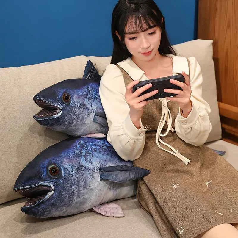 Realistic Bluefin Tuna Plush Toy – Kawaii Tuna Stuffed Animal Pillow