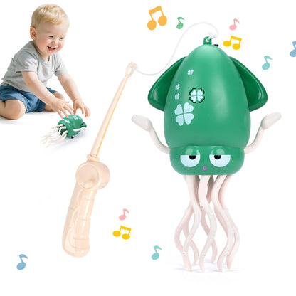 Kawaii Electronic Dancing Squid Toy – LED Light & Music Interactive Robot Lantern (7 Colors) Green with box