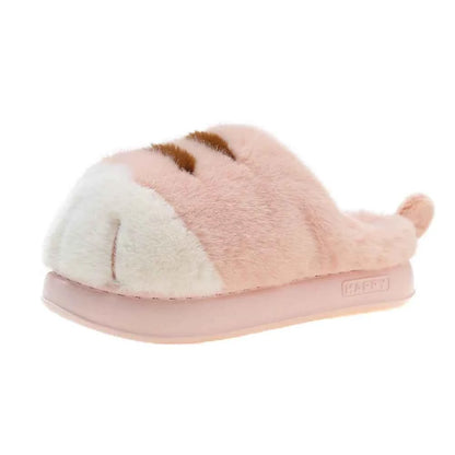 3D Cat Paw Plush Slippers Warm Slip-on House Shoes Furry Pink