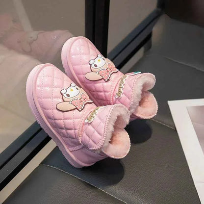 Kids'Casual Shoes Boots Cartoon PU Leather Winter Outdoor Sports Shoes For Girls Keep Warm Anti-slip Black Pink Size 26-37